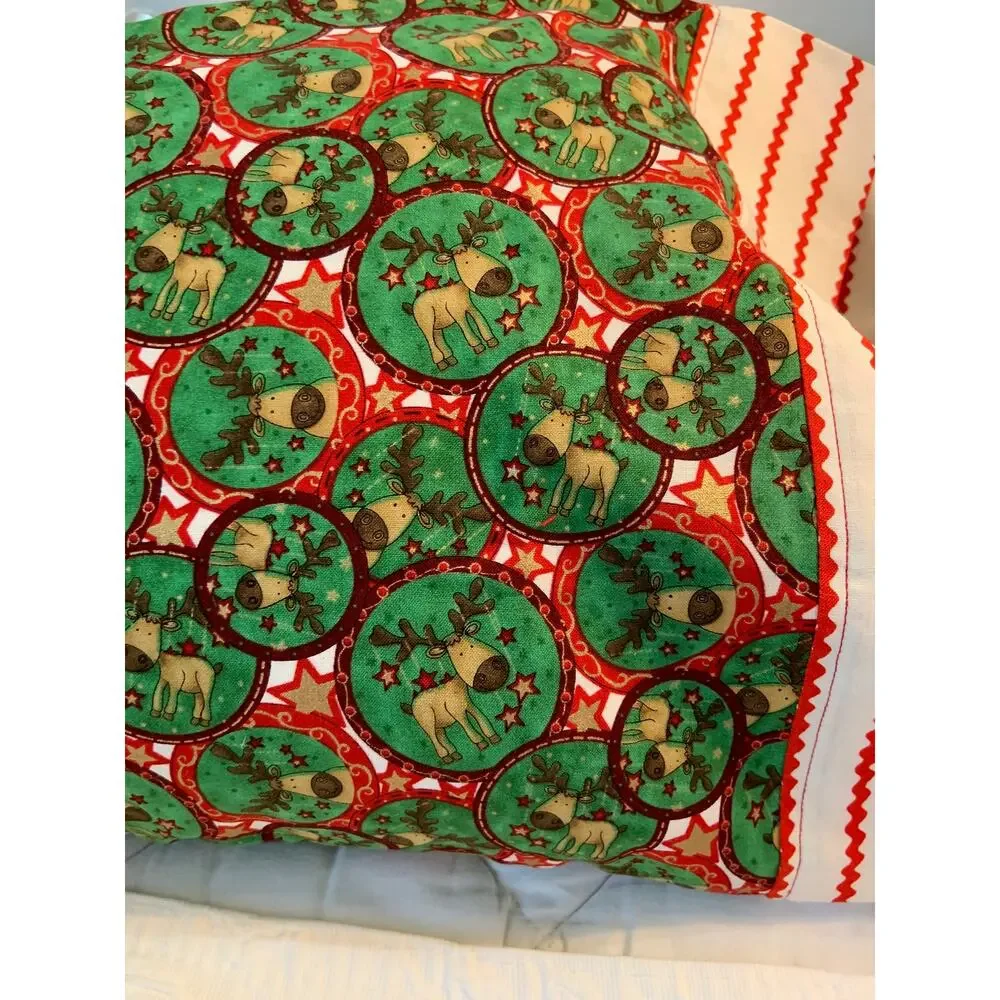 Christmas Reindeer Pillowcase, 100% Cotton Toddler/ Travel Pillow